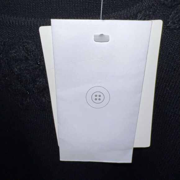 Liz Claiborne Woman's Black Linen Cotton Short Sleeve Sweater Floral Applique 2X - Picture 11 of 16